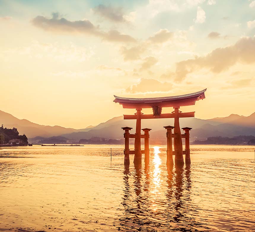 Torii gate at sunset