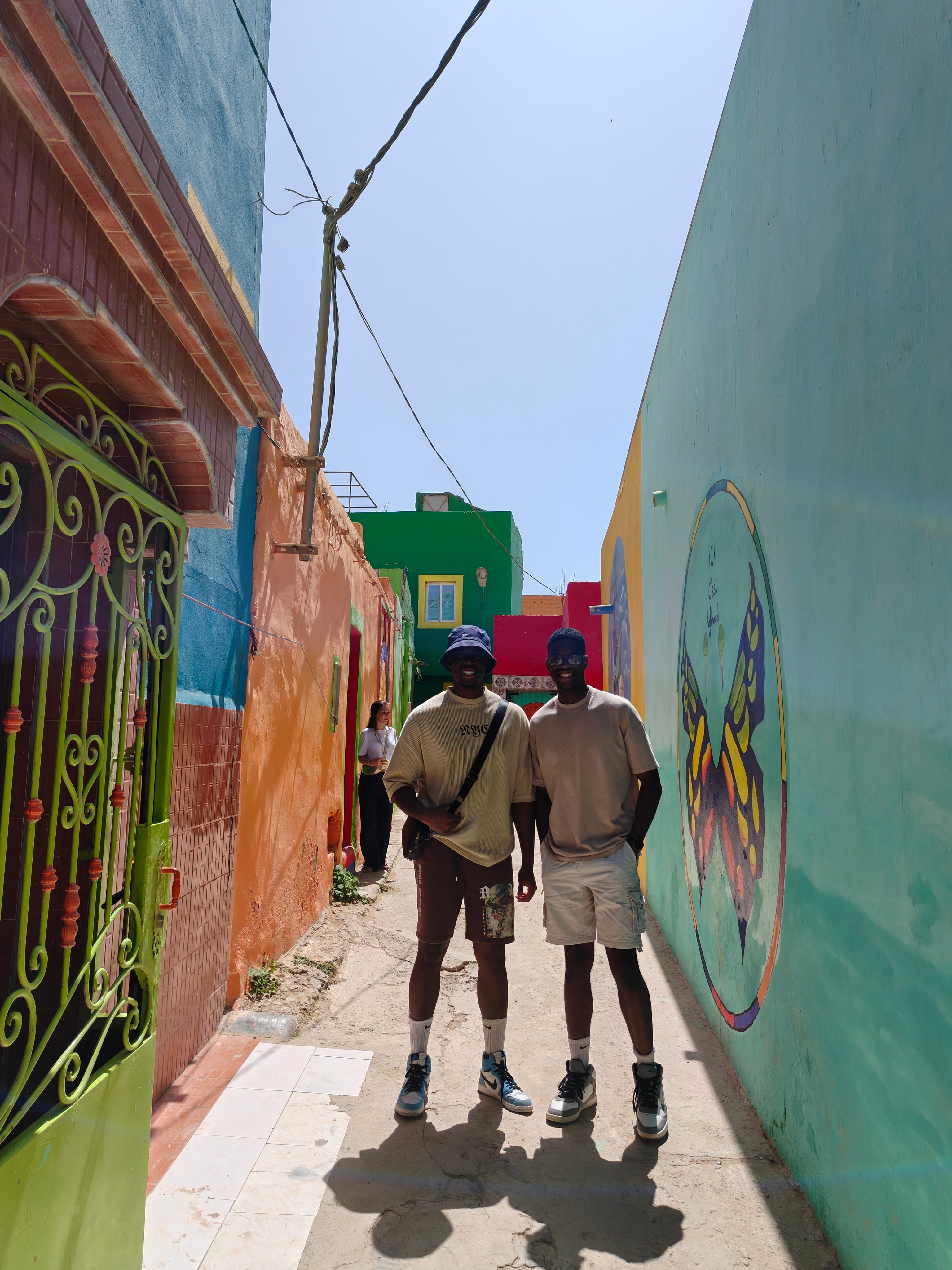 Vibrant colorful street with traditional architecture