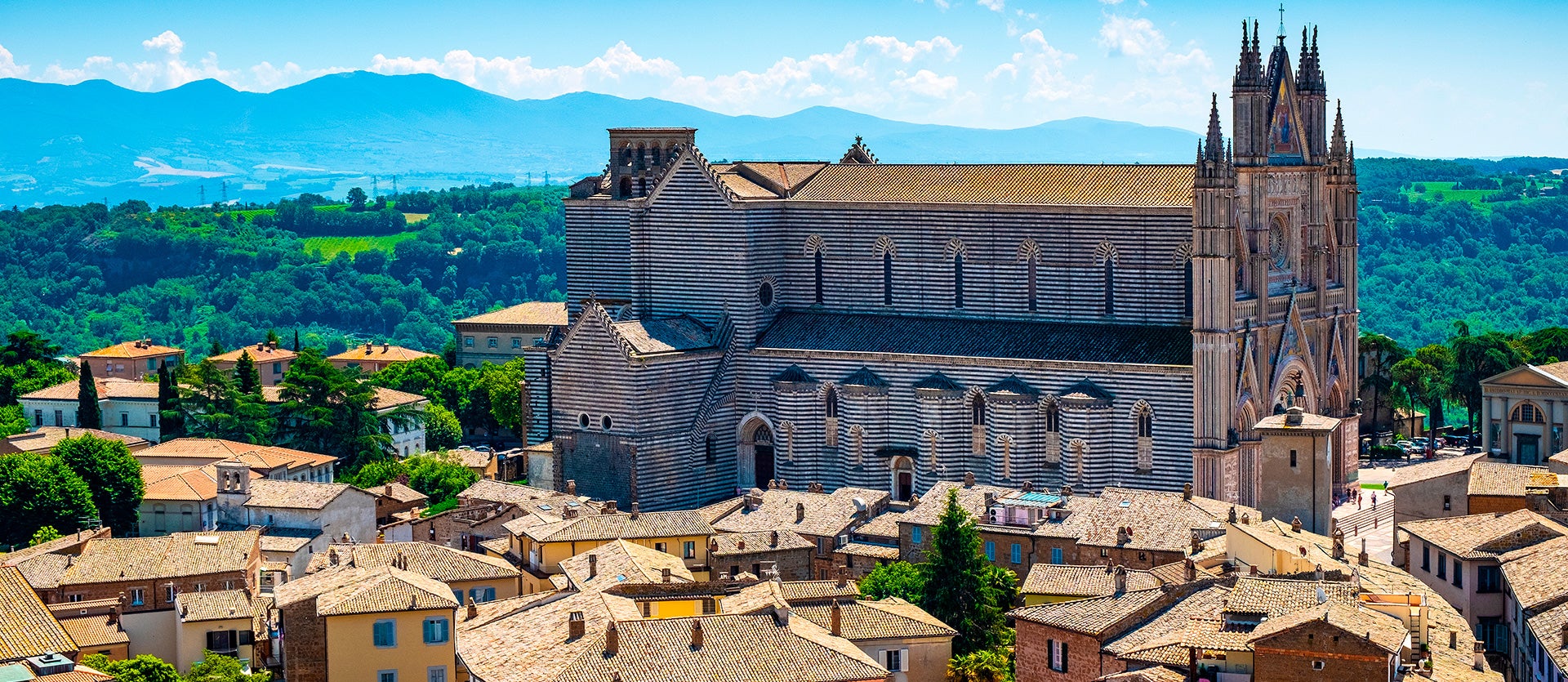 Orvieto Cathedral with distinctive striped marble architecture